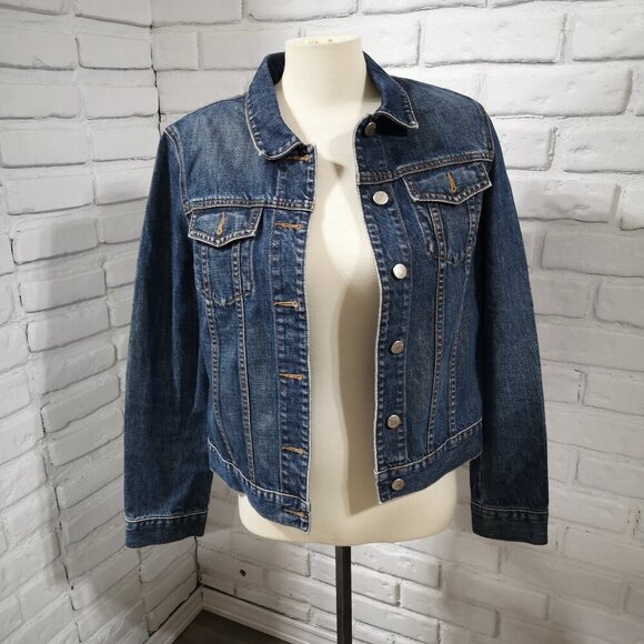 J. Crew Ladies Medium Wash Size Medium Button Front Jean Jacket - Picture 4 of 11